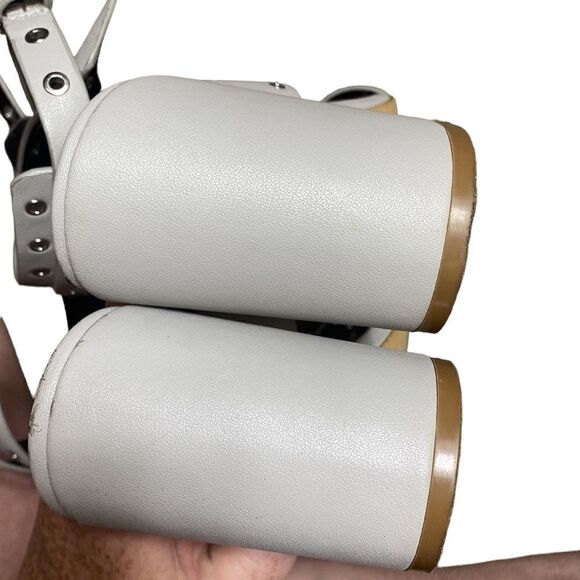 Rebecca minkoff carter grommet strappy block heel sandals light grey 8.5m - Picture 8 of 9